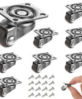 8Pcs 1/2 Inch Small Caster Wheels 360 Degree Swivel Casters with Ball Bearing Base Low Profile Rubber Wheels