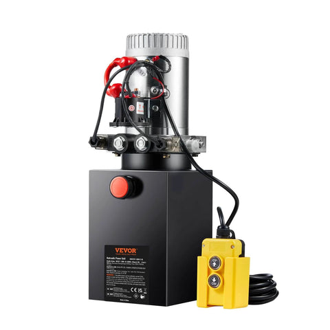 8 Quart Hydraulic Power Unit, Double Acting Dump Trailer Pump, 0.91 GPM Flow Rate, 3200 PSI Max Relief Pressure, DC 12V Hydraulic Pump