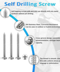100 Pcs #8 x 1-1/2 Inch Pan Head Wood Screws Made from 304 Stainless Steel Featuring Self Tapping Coarse Threads and Sharp Point for Fast Installation in Wood Metal Plastic Drywall and Concrete Projects