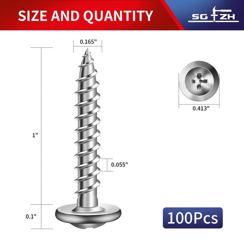 8x1 Inch Wood Screws 100 Pcs 410 Stainless Steel Self Tapping Truss Head dimensions
