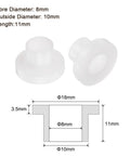 Flanged Sleeve Bearing Set 8mm x 10mm x 11mm Nylon Oilless Bushing White For Equipment And Machinery, 10 Pieces, diagram and specs