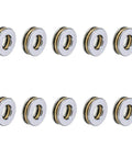 10 Pack F8 16M Miniature Thrust Axial Metal Ball Bearing 8x16x5mm Premium Quality Bearings arrayed on white background.
