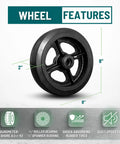 8 Inch Diameter 2 Inch Tread Rubber On Cast Iron Wheel With 650 Lb Capacity Replacement Caster, ideal for industrial carts.