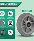 8x2 Inch Heavy Duty Caster Wheels Set Of 4 Up To 3600 Pound Capacity Industrial Rubber Flat Tread Casters With Thermoplastic Rubber Core Rust Resistant