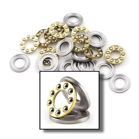 Thrust Ball Bearing 8mm Bore 22mm Outer Diameter 7mm Width Chrome Steel Single Direction 10 Pack with brass cages, scattered view