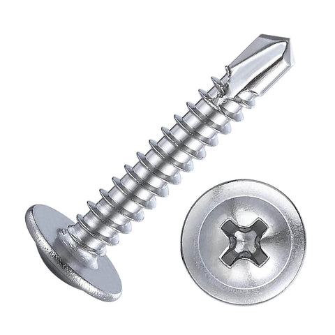Close-up of 300pcs #8 x 3/4 Inch Sheet Metal Self Tapping Screws 410 Stainless Steel Truss Head high strength