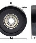 8x44x11mm Polyurethane Wheel Roller Bearing - Black Tire Sliding Guide - Buy Bearings online - Fast US Shipping