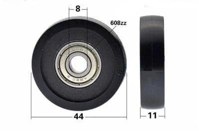 8x44x11mm Polyurethane Wheel Roller Bearing - Black Tire Sliding Guide - Buy Bearings online - Fast US Shipping