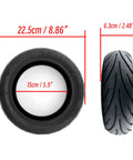 9.5 x 2.3 9.5" Rubber Explosion-proof Tubeless Tire Replacement for kqi 100p Electric Kick Scooter, side and front view.