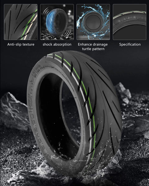 9.5 x 2.50 Off-Road Tire 9.5 Inch Tubeless Tire for KQI3 Electric Scooter Accessories with anti-skid shockproof design