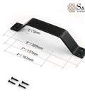 9 Inch Sliding Barn Door Handle Set In Black For Interior And Exterior Doors, Heavy Duty Pull Handle For Sliding Barn Doors, Easy To Install, Rust Resistant Carbon Steel With Frosted Black Finish, showing dimensions and screws.