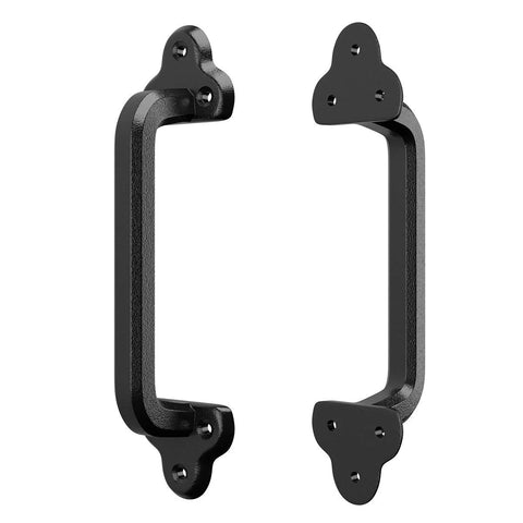 Heavy Duty 9 Inch Antique Barn Door Handle Large Rustic Retro Cast Iron Handle, black powder coated finish, front view
