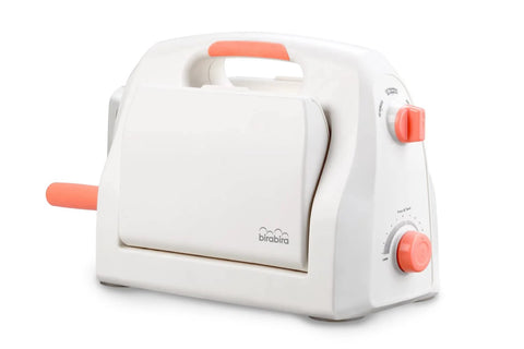 Side view of a 9 Inch Adjustable Die Cutting And Embossing Machine Starter Kit for paper, fabric and other materials with easy height gear system.