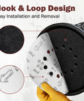 Close-up of 9 Inch Hook And Loop Drywall Discs Set showing easy installation with 10-hole design and multiple grits.