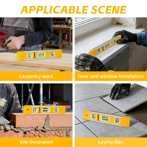 9 Inch Magnetic Torpedo Level With 45 Degree 90 Degree And 180 Degree Bubbles Magnetic Edge for woodworking and installations