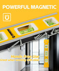 9 Inch Magnetic Torpedo Level With 45 Degree 90 Degree And 180 Degree Bubbles Magnetic Edge For Hands Free Use In Woodworking Hardware Installations And DIY Projects Shock Resistant Box Level Tool For Precise Measuring shown with screws attached to metal surface.