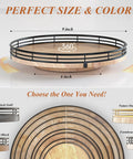 9 Inch Oak Wood Lazy Susan Turntable Organizer for Cabinets and Tables with size options and metal hardware, rustic kitchen decor.