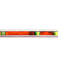 Side view of Savage 9 Inch Magnetic Torpedo Level With Four Neodymium Magnets And Four Vials For 30 Degree Conduit Bends, bright orange aluminum.