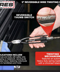 9-Inch Reversible Wire Twister Pliers With Auto Spring Loaded Return For Stainless Steel Safety Wire in use on machinery