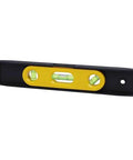 Compact 9 inch torpedo level with magnetic base for fast, accurate layout checks; includes three 360 degree vials for dependable readings