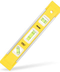 9 Inch Magnetic Box Level Torpedo Level with 3 Bubbles for 45 Degree 90 Degree and 180 Degree Angles, yellow with magnetic edge shown