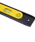 Close-up of compact 9 inch torpedo level with magnetic base for fast, accurate layout checks; includes three 360 degree vials.