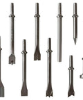 9-Piece Air Hammer Chisel Bit Set With 0.401 Inch Shank Pneumatic Chisel Bits For Masonry Tile Concrete And Rust Removal on white background
