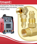 Beefy 90 Degree Brass Argon Gas Adapter For TIG And MIG Welders CGA 032 Nut Nip To Body Elbow Fitting with Everlast Welder