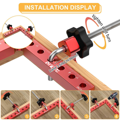 Installation of 90 Degree Corner Clamp For Woodworking Aluminum Alloy Right Angle Positioning Squares Four Pack 5.5x5.5 Inches