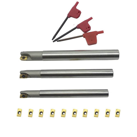 90 Degree End Mill Holder Set With 3 Pieces BAP300R And 10 APMT1135PDER Milling Inserts For Steel Cast Iron Machining by JTR