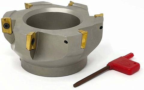 Beefy 4 Inch 90 Degree Indexable Face Mill With BT40 Arbor APKT1604 Inserts Included 6 Flutes Heavy Duty CNC Milling Cutter
