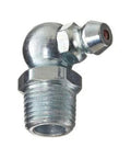 Close-up of 90-degree angle grease fitting from 80 Piece SAE Grease Fittings Set with Common 1/8 NPT and 1/4-28 Threads LockNLube Brand.