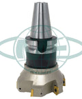 Beefy 4 Inch 90 Degree Indexable Face Mill With BT40 Arbor APKT1604 Inserts Included 6 Flutes Heavy Duty CNC Milling Cutter For Steel Aluminum And More Delivers Fast Clean Pockets And Precise Finishes front view.