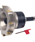 Six Inch 90 Degree Indexable Face Mill With R8 Arbor And Eight APKT1604 Inserts Included For Steel Cutting, 8 Flutes, 1.5 Inch Mounting Bore