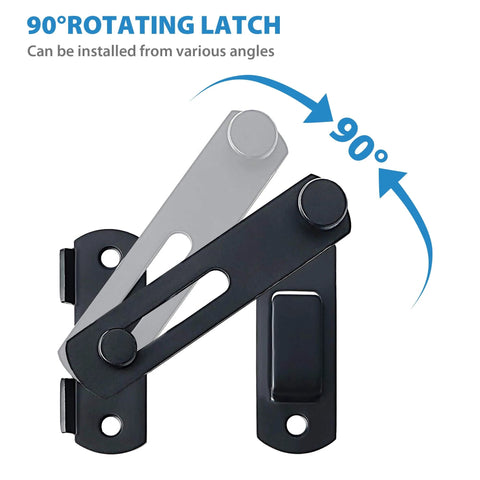 4 inch Flip Latch Gate Latches with 90-degree rotating feature, matte black, SUS304 stainless steel, for doors and fences