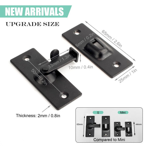 90 Degree Door Latch For Sliding Doors And Screen Doors Upgraded Size 46 X 25 X 65mm Pocket Door Lock shown with measurements