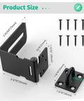 90 Degree Heavy Duty 304 Stainless Steel Padlock Hasp Lock for right angle file cabinets and drawers with screws, black 1pc