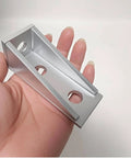 90 Degree Gusseted Fitting For 1 5 Eighths Inch Strut Channel With 3 Hole Heavy Duty Steel Right Angle Brackets For Half Inch Bolts Five Point Seven Millimeter Thick Pack Of 8, held in hand