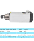 Beefy 9.0 Kw Air Cooled CNC Spindle Motor With ER32 Chuck 18000 RPM Square Mount 4 Bearings displayed with technical specs label