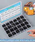 900 Piece Carbon Steel Retaining Rings Set With 24 Size C Clips And E Clips Assortment Kit in organizer case, hand reaching in.