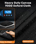 Heavy Duty 900D Pallet Cover For 49 By 41 By 49 Inches Waterproof Tarp with digital weight display and close-up texture view.