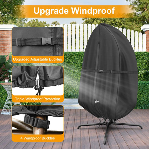 Waterproof Outdoor Egg Chair Cover For Hanging Swing Upgraded 500D Oxford Windproof And UV Protected Tear Resistant With Waterproof Zipper