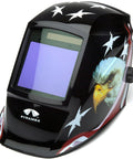 Wham 3030AE Arc Sensor Welding Mask With Pivot Headgear featuring eagle design and auto-darkening lens