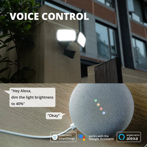 Smart WiFi Outdoor LED Security Light With Motion Sensor, Works With Alexa Google Home And SmartThings, voice control feature