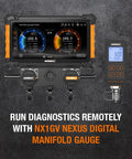NX1GV Nexus 2 Digital Manifold Gauge With 2 Valve Kit And Vacuum Gauge, Wireless Temperature Clamps, High Definition Touchscreen, Class 0.4 Accuracy, Supports 100 Refrigerants, A2L Compatible, App Included on rugged HVAC kit