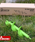 Upgrade Spiral Garden Auger Drill Bit 16 Inch By 4 Inch Heavy Duty Double Blade shown with packaging on grass