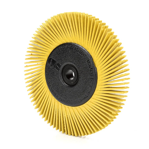 Cubitron Radial Bristle Brush With Ceramic Abrasive Grain For Finishing Polishing And Deburring, 6 Inch Diameter By Half Inch Shank