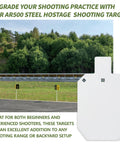 Heavy Duty AR500 Steel Targets For Shooting Range Torso Silhouette Target Metal Gong For Rifle And Pistol Practice 7 By 12 Inch Dent Resistant Built To Take Heavy Caliber Hits Tough As Nails Outdoors displayed on shooting range backdrop