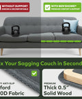 Heavy Duty Couch Cushion Support Board To Fix Sagging Sofas Instantly Lift And Stabilize Worn Foam Restore Living Room Comfort, gray fabric sofa with stability support.