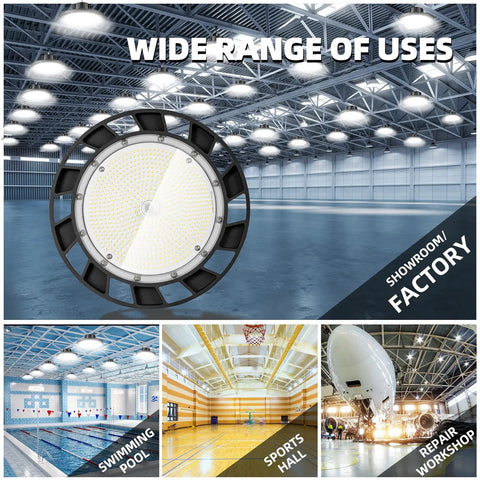 240W LED High Bay Light With 35000 Lumens Daylight Output IP65 Waterproof Warehouse Shop Light 1-10V Dimmable Super Bright